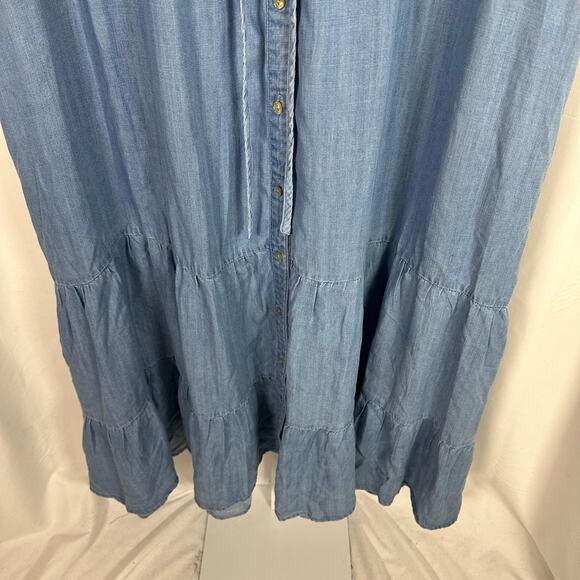 NWT Nurture by Westbound Flutter Sleeve Tiered Midi A-line Dress Tencel 2X Blue - Picture 4 of 11